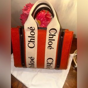 Chloe Small Woody Logo Strap Felt Tote